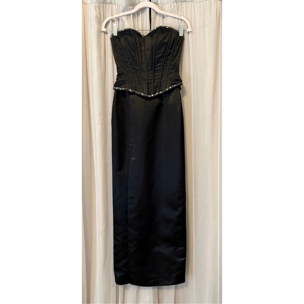 VTG Y2K Xcite Corset Prom Dress Black SZ 2